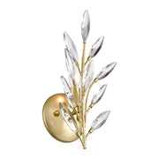 Atlas Flora Grace 14in 1-Light Wall Sconce | Traditional Champagne Gold and Clear Crystal | Bedroom & Hallway | 7 x 4 x 14 in | Model WL11607-GD