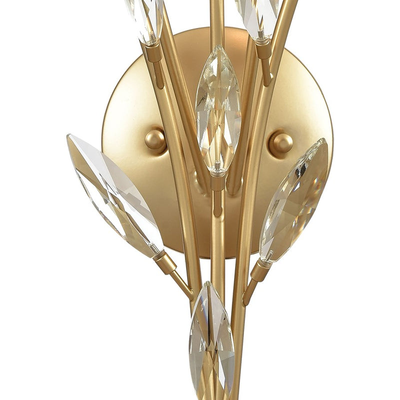 Atlas Flora Grace 20in 2-Light Wall Sconce | Traditional Champagne Gold and Clear Crystal | Bedroom & Hallway | 14 x 9 x 20 in | Model WL11608-GD