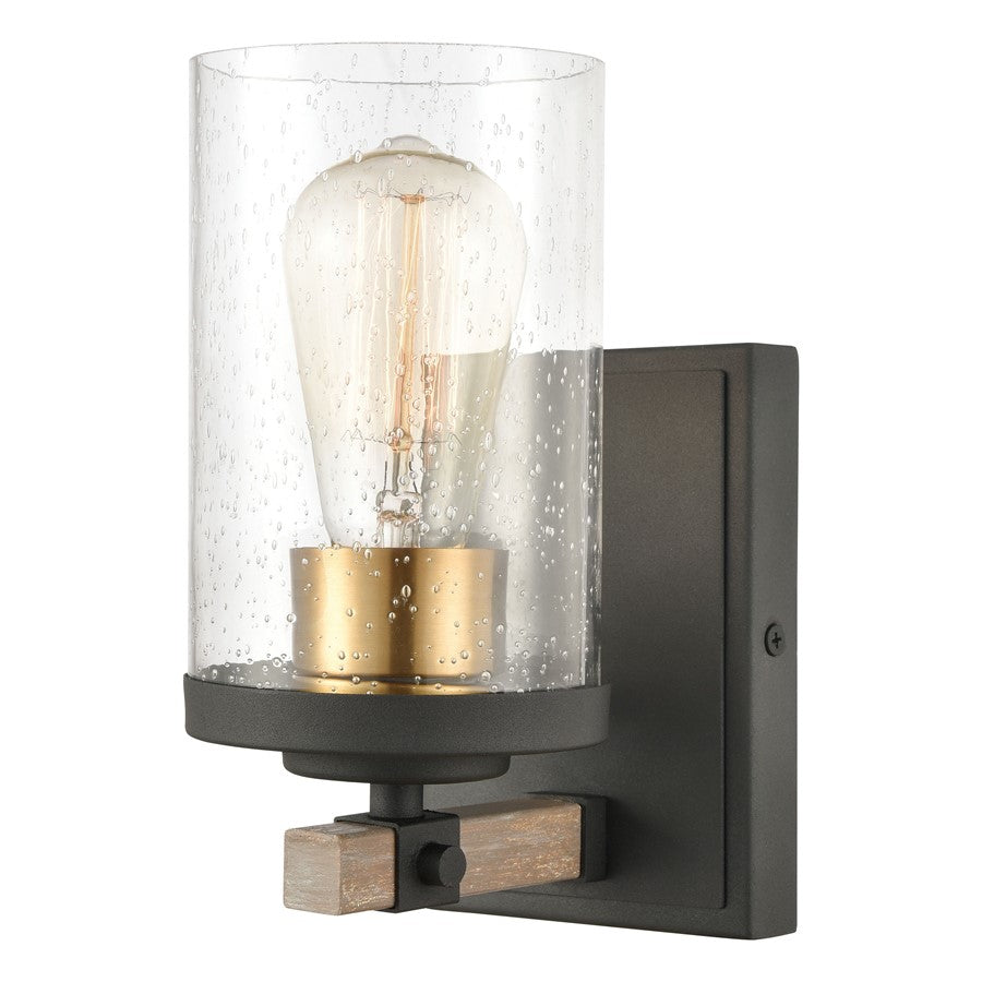 Atlas Lighting Geringer 9'' High 1Lt Sconce, Charcoal/Clear