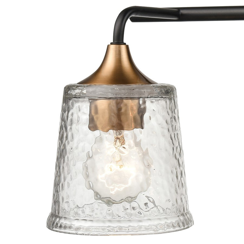 Atlas Lighting Hamy 15in 2-Light Vanity Light | Transitional Matte Black and Satin Brass Hammered Glass | Bathroom & Powder Room | Model WL11630-BK