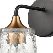 Atlas Lighting Hamy 5in 1-Light Vanity Light | Transitional Matte Black and Satin Brass Hammered Glass | Bathroom & Powder Room | Model WL11632-BK