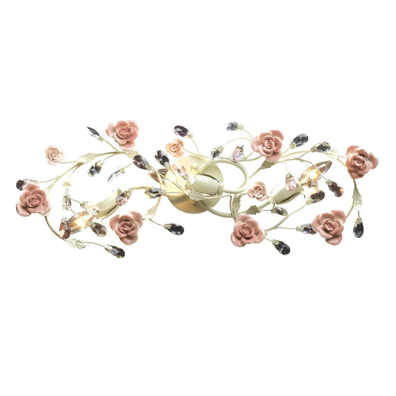 Atlas Lighting Heritage 27in 3-Light Vanity Light | Traditional Cream and Light Pink Crystal | Bathroom & Powder Room | Model WL11636-CR