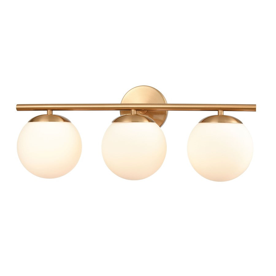 Atlas Lighting Hollywood Blvd 22''W 3Lt Vanity Light, Brass/White