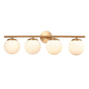 Atlas Lighting Hollywood Blvd 30in 4-Light Vanity Light | Satin Brass and White Frosted Glass | Bathroom Vanity | 8 x 30 x 9 in | Model WL11639-BS