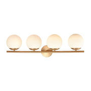Atlas Lighting Hollywood Blvd 30in 4-Light Vanity Light | Satin Brass and White Frosted Glass | Bathroom Vanity | 8 x 30 x 9 in | Model WL11639-BS