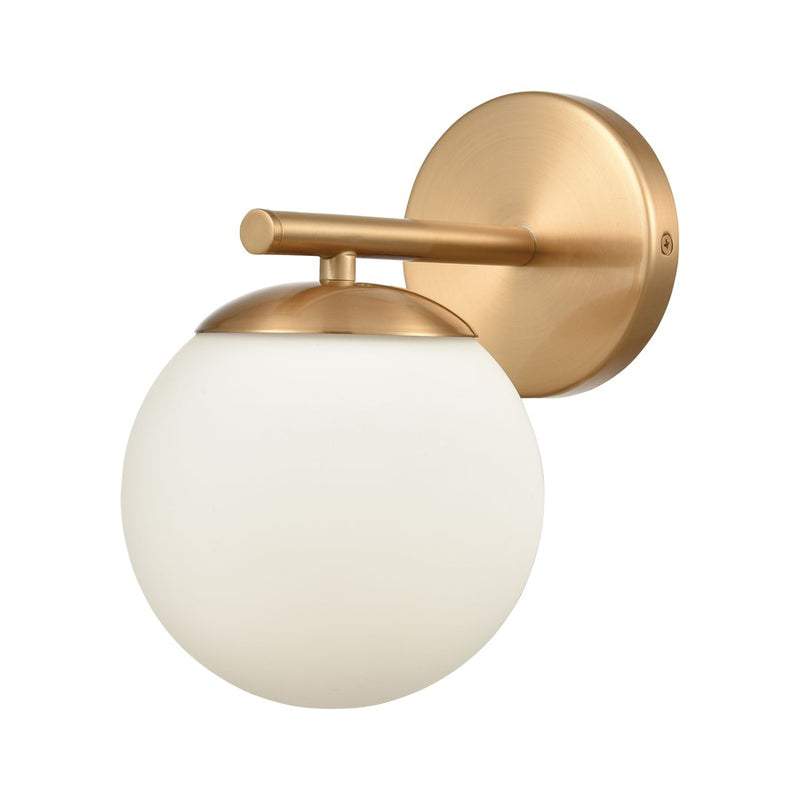 Atlas Lighting Hollywood Blvd 6in 1-Light Vanity Light | Satin Brass and White Frosted Glass | Bathroom Vanity | 8 x 6 x 9 in | Model WL11640-BS
