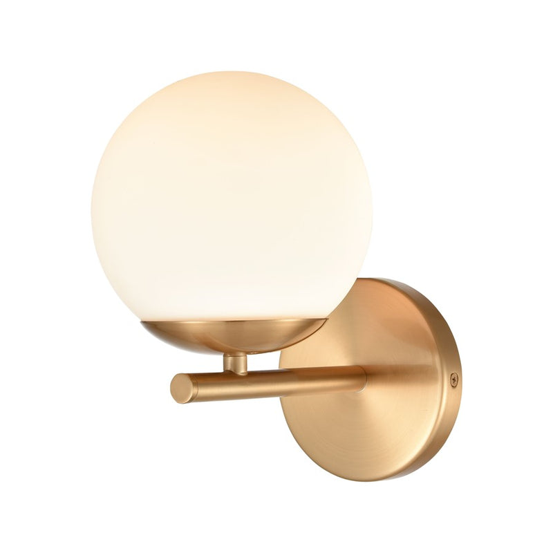 Atlas Lighting Hollywood Blvd 6in 1-Light Vanity Light | Satin Brass and White Frosted Glass | Bathroom Vanity | 8 x 6 x 9 in | Model WL11640-BS