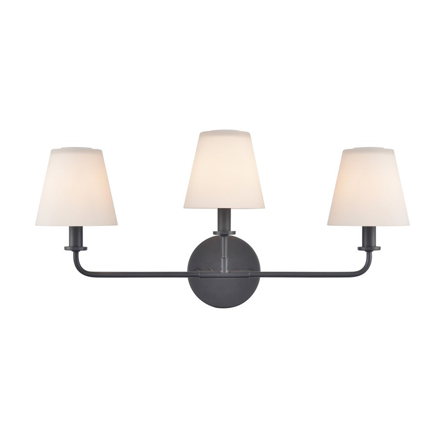 Atlas Lighting Hoyle 24'' Wide 3Lt Vanity Light, Matte Black/White