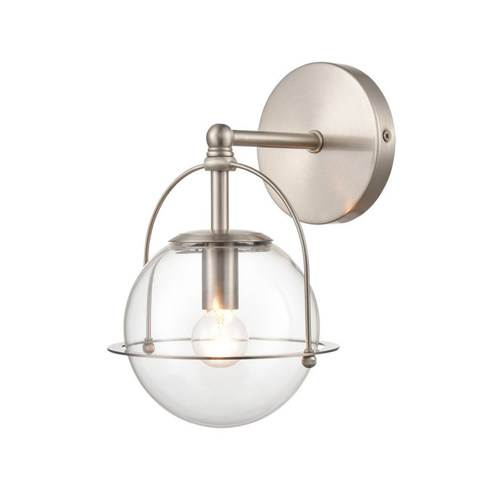 Atlas Lighting Langford 10'' High 1Lt Sconce, Satin Nickel/Clear