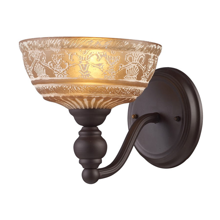 Atlas Lighting Norwich 8'' High 1Lt Sconce, Oiled Bronze/Amber