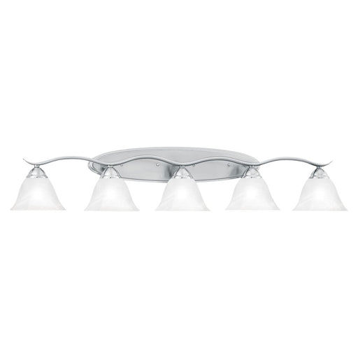 Atlas Lighting Prestige 45.5in 5-Light Vanity Light | Traditional Brushed Nickel and White Alabaster Glass | Bathroom | Model WL11681-NK