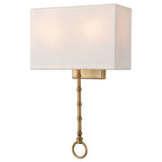 Atlas Lighting Shannon 17in 2-Light Wall Sconce | Transitional Brass and White Fabric Shade | Living Room & Bedroom | Model WL11696-BS