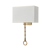 Atlas Lighting Shannon 17in 2-Light Wall Sconce | Transitional Brass and White Fabric Shade | Living Room & Bedroom | Model WL11696-BS