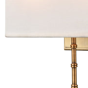 Atlas Lighting Shannon 17in 2-Light Wall Sconce | Transitional Brass and White Fabric Shade | Living Room & Bedroom | Model WL11696-BS