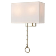 Atlas Lighting Shannon 17in 2-Light Wall Sconce | Transitional Polished Chrome and White Fabric Shade | Bedroom & Hallway Accent | Model WL11696-CH