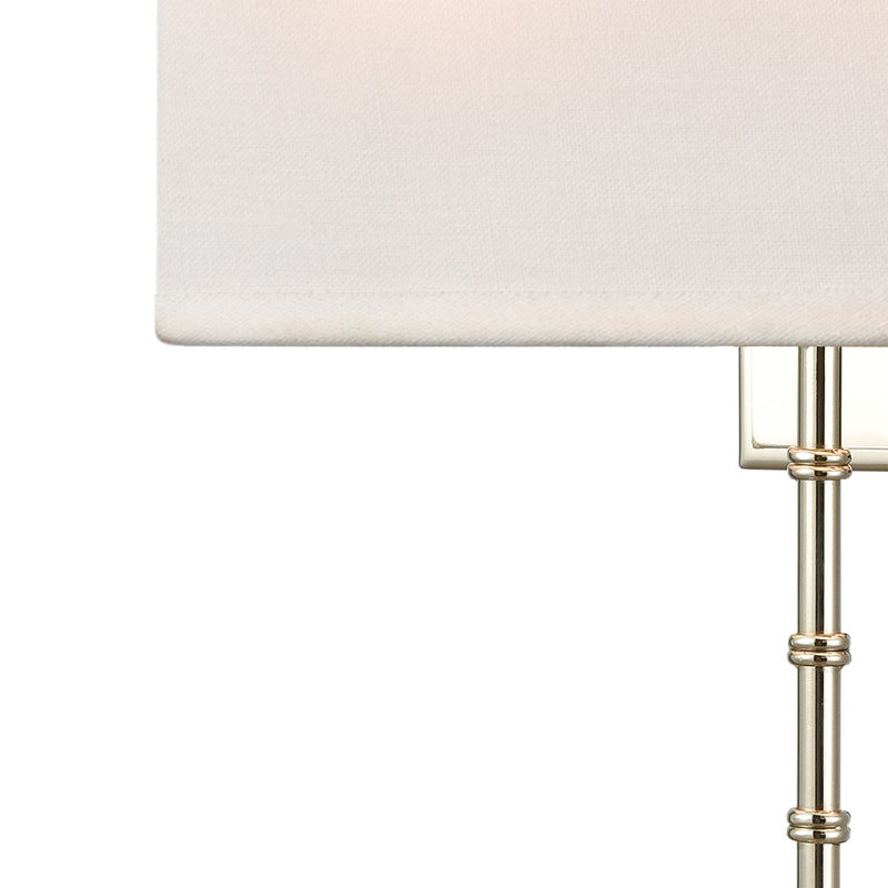 Atlas Lighting Shannon 17in 2-Light Wall Sconce | Transitional Polished Chrome and White Fabric Shade | Bedroom & Hallway Accent | Model WL11696-CH