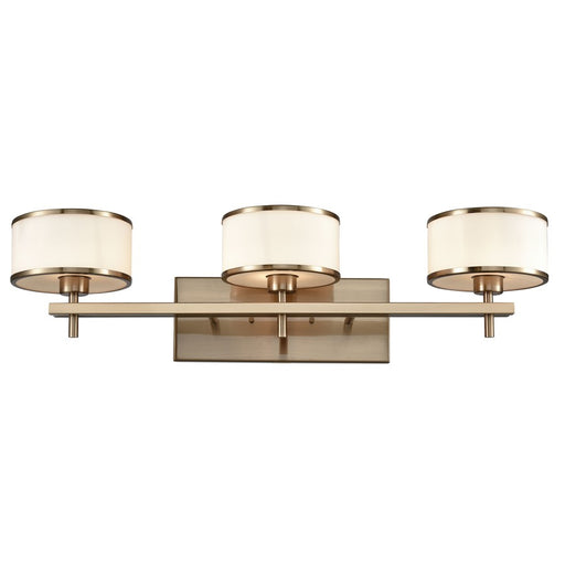 Atlas Lighting Utica 29in 3-Light Vanity Light | Transitional Satin Brass and White Glass | Bathroom & Powder Room Vanity Light | Model WL11711-BS
