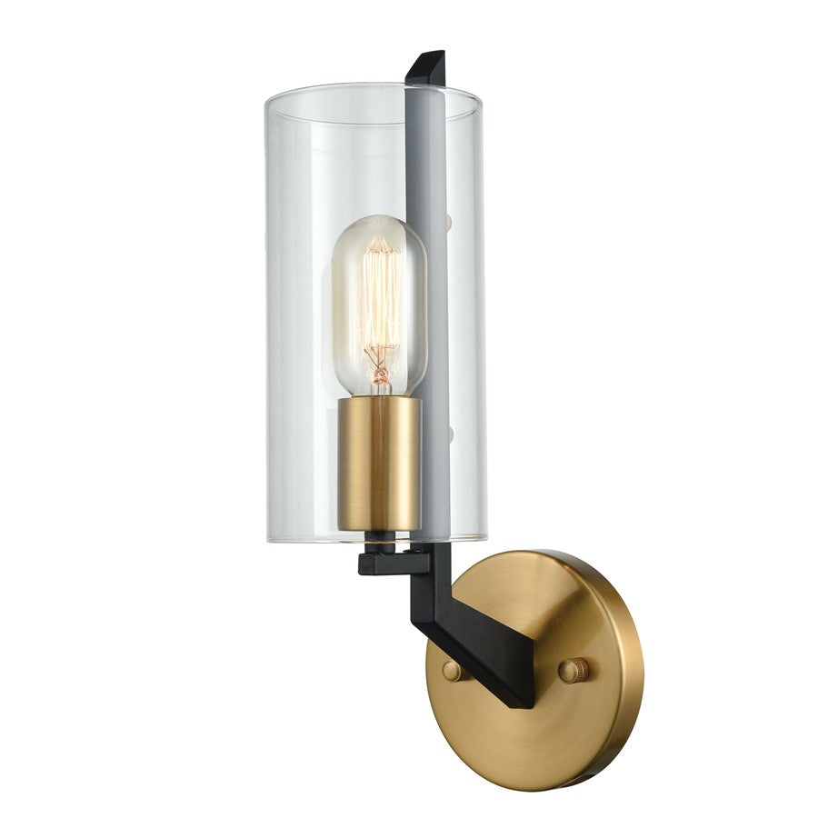 Atlas Lighting Blakeslee 14'' High 1Lt Sconce, Matte Black/Clear