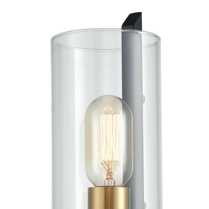 Atlas Lighting Blakeslee 14'' High 1Lt Sconce, Matte Black/Clear