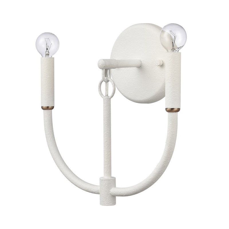 Atlas Lighting Continuance 11in 2-Light Wall Sconce | Modern White Coral and Satin Brass Metal | Bedroom & Hallway Accent | Model WL11725-WH