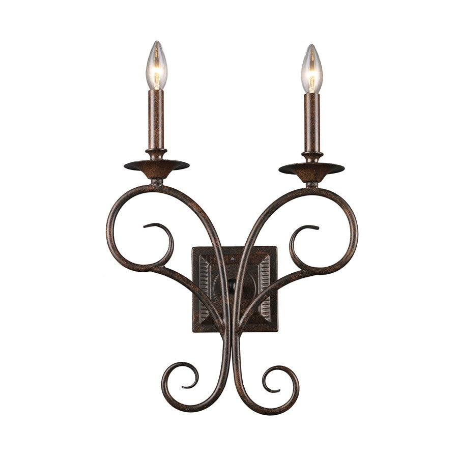Atlas Lighting Gloucester 17.5'' High 2Lt Sconce, Bronze/No Shade