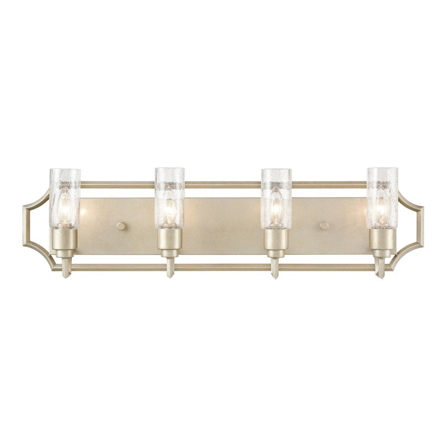 Atlas Lighting Cheswick 33''W 4Lt Vanity Light, Aged Silver/Clear