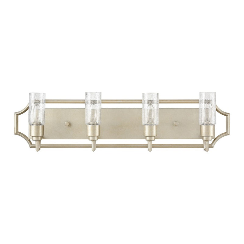 Atlas Lighting Cheswick 33in 4-Light Vanity Light | Transitional Aged Silver and Clear Crackle Glass | Bathroom Vanity | Model WL11729-SV
