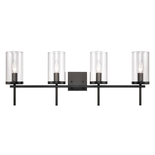 Atlas Lighting Oakland 32.5'' Wide 4Lt Vanity Light, Black/Clear
