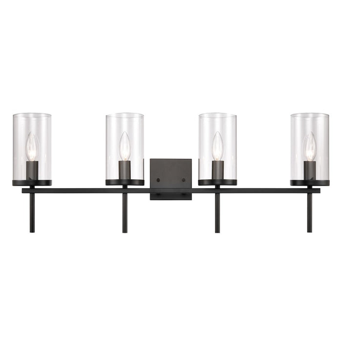 Atlas Lighting Oakland 32.5'' Wide 4Lt Vanity Light, Black/Clear