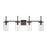 Atlas Lighting Oakland 32.5'' Wide 4Lt Vanity Light, Black/Clear