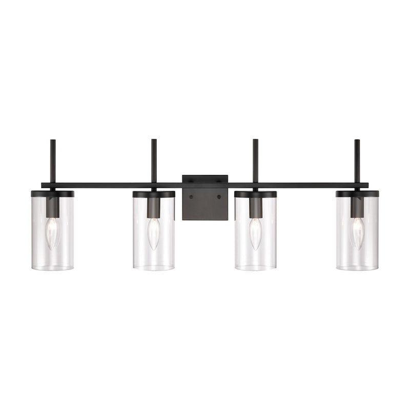 Atlas Lighting Oakland 32in 4-Light Vanity Light | Modern Black and Clear Glass | Bathroom Vanity | 32 x 6 x 12 in | Model WL11731-BK