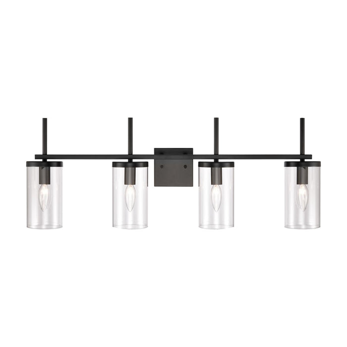Atlas Lighting Oakland 32.5'' Wide 4Lt Vanity Light, Black/Clear