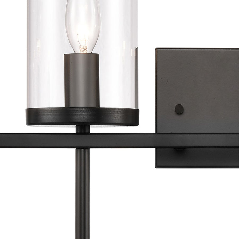 Atlas Lighting Oakland 32.5'' Wide 4Lt Vanity Light, Black/Clear