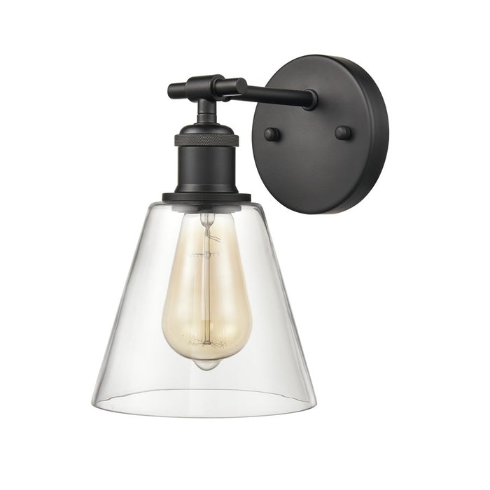 Atlas Lighting Scone 6'' Wide 1Lt Sconce, Matte Black/Clear
