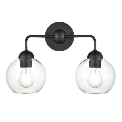 Atlas Lighting Soren 15.75''W 2Lt Vanity Light, Matte Black/Clear