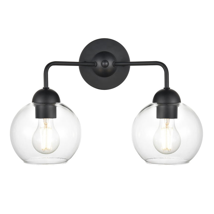 Atlas Lighting Soren 15.75''W 2Lt Vanity Light, Matte Black/Clear
