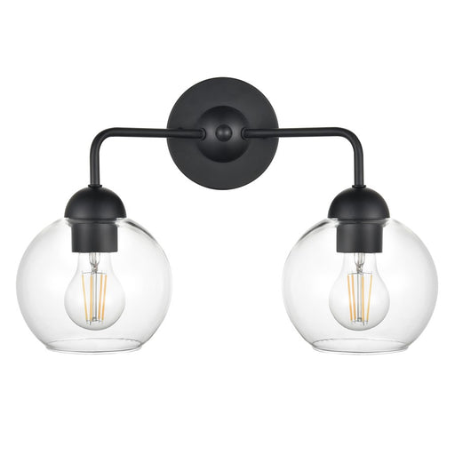 Atlas Lighting Soren 15.75''W 2Lt Vanity Light, Matte Black/Clear