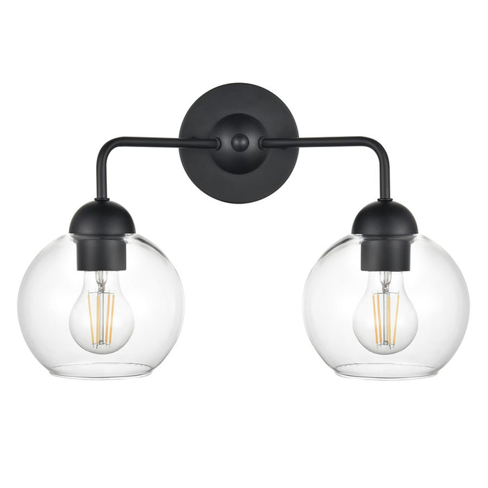 Atlas Lighting Soren 15.75''W 2Lt Vanity Light, Matte Black/Clear