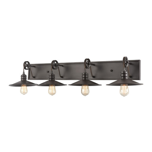 Atlas Lighting Spindle Wheel 42''W 4Lt Vanity, Bronze/No Shade