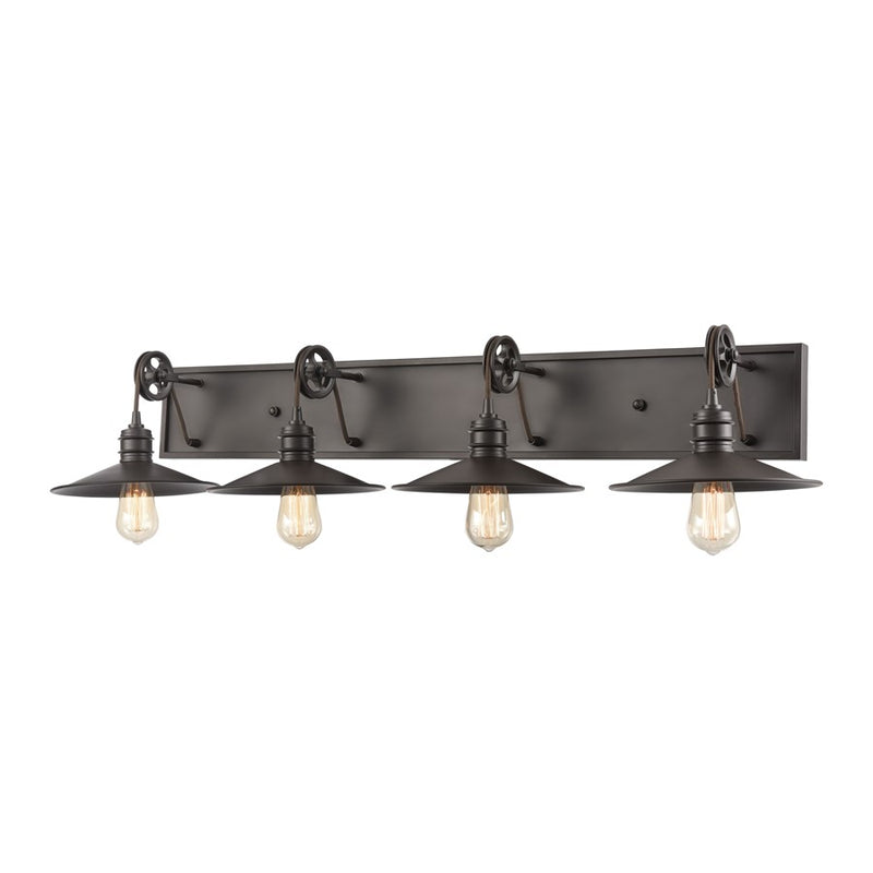 Atlas Lighting Spindle Wheel 42in 4-Light Vanity Light | Oil Rubbed Bronze | Bathroom Vanity | 42 x 11 x 8 in | Model WL11734-BZ