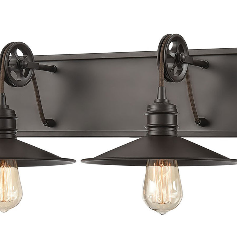 Atlas Lighting Spindle Wheel 42''W 4Lt Vanity, Bronze/No Shade