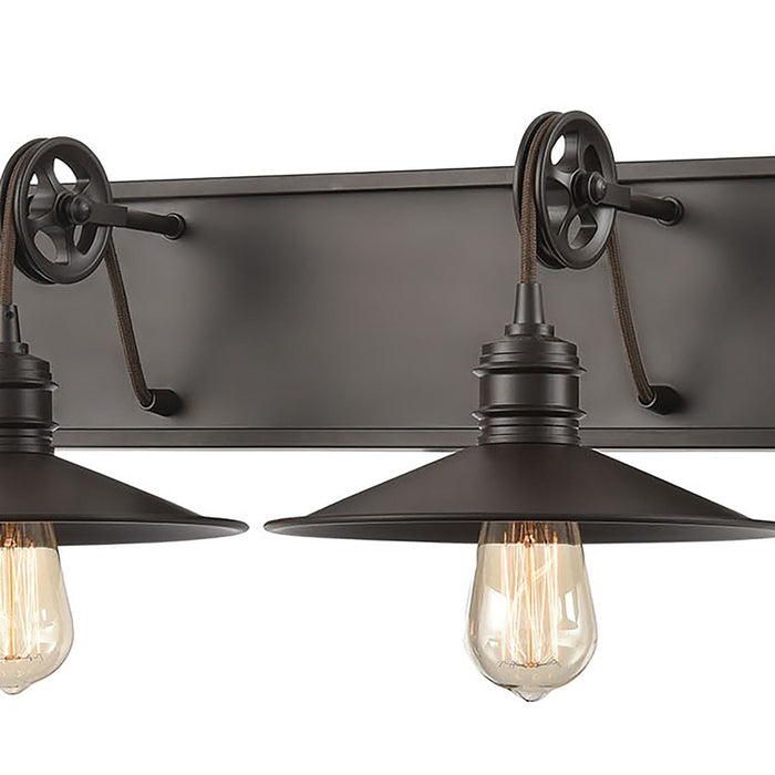 Atlas Lighting Spindle Wheel 42''W 4Lt Vanity, Bronze/No Shade