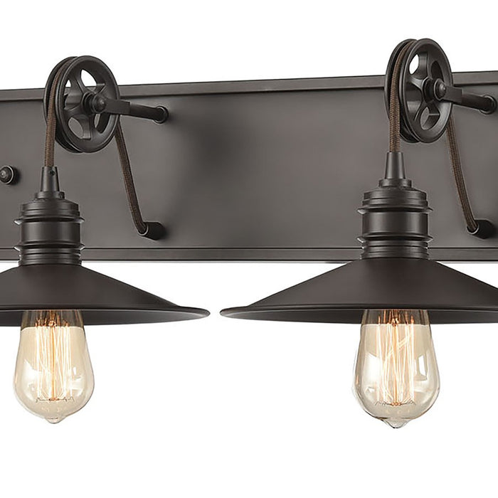 Atlas Lighting Spindle Wheel 42''W 4Lt Vanity, Bronze/No Shade