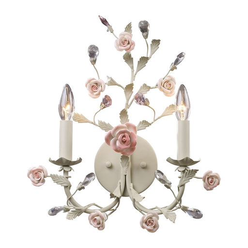 Atlas Lighting Heritage 15in 2-Light Wall Sconce | Cream and Crystal | Bedroom & Hallway | 15 x 6 x 18 in | Model WL11738-CR