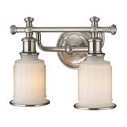 Atlas Lighting Acadia 13in 2-Light Vanity Light | Traditional Brushed Nickel and White Textured Glass | Bathroom Vanity | Model WL11739-NK