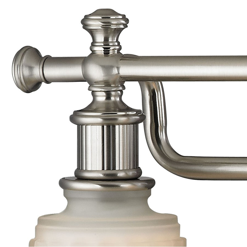 Atlas Lighting Acadia 22in 3-Light Vanity Light | Traditional Brushed Nickel and White Textured Glass | Bathroom Vanity | Model WL11740-NK