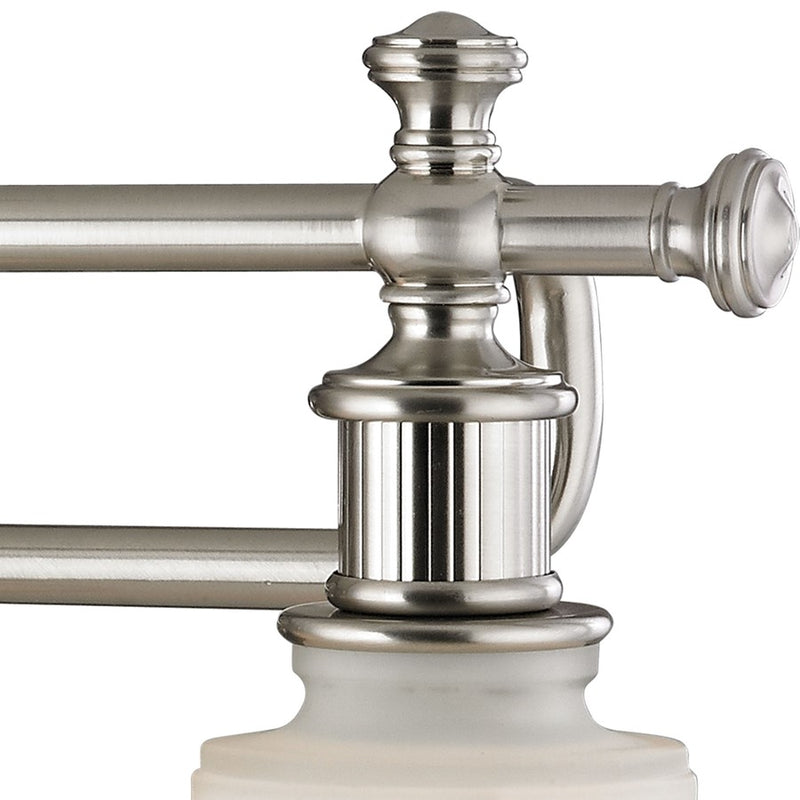 Atlas Lighting Acadia 22in 3-Light Vanity Light | Traditional Brushed Nickel and White Textured Glass | Bathroom Vanity | Model WL11740-NK