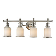Atlas Lighting Acadia 30in 4-Light Vanity Light | Traditional Brushed Nickel and White Textured Glass | Bathroom Vanity | Model WL11741-NK