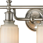 Atlas Lighting Acadia 30in 4-Light Vanity Light | Traditional Brushed Nickel and White Textured Glass | Bathroom Vanity | Model WL11741-NK