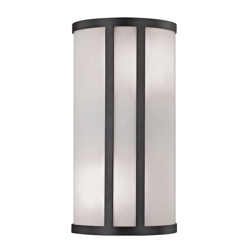Atlas Lighting Bella 8in 2-Light Vanity Light | Modern Oil Rubbed Bronze and White Frosted Glass | Bathroom Vanity | 8 x 4 x 14 in | Model WL11742-BZ